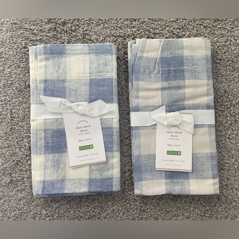 NWT Pottery Barn Rhett Check Duvet Cover & Shams in blue - King/Cal.King - Picture 9 of 14